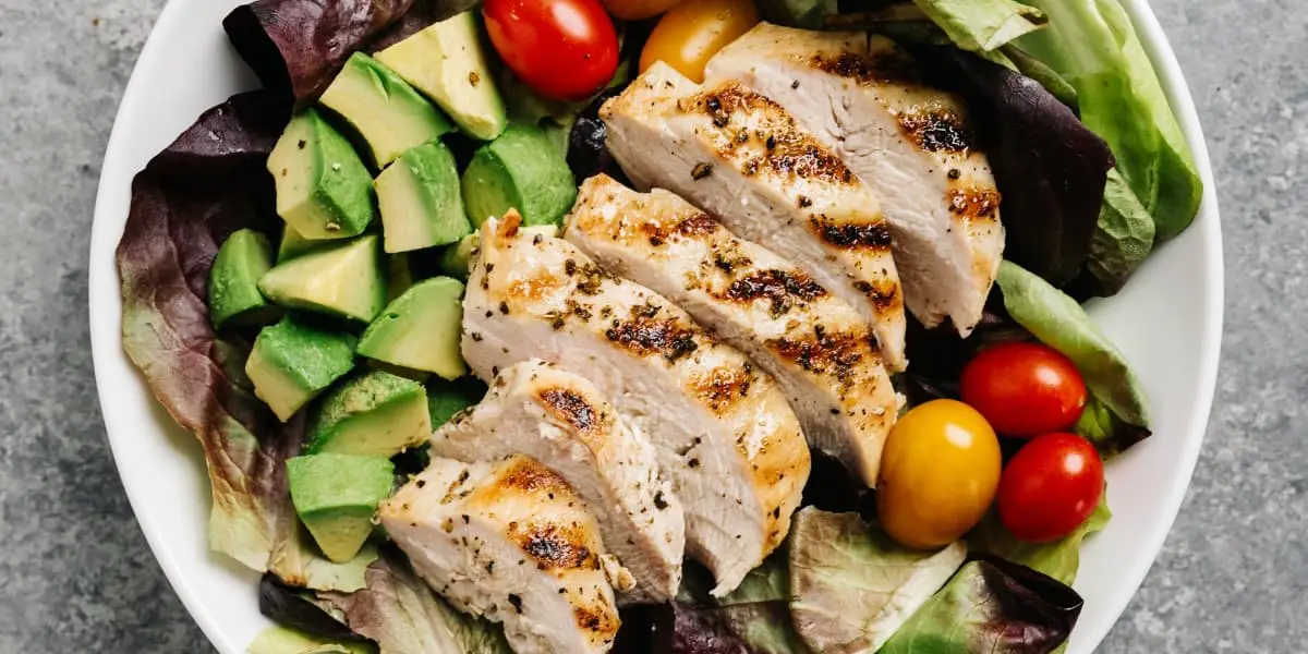 Grilled chicken on a salad
