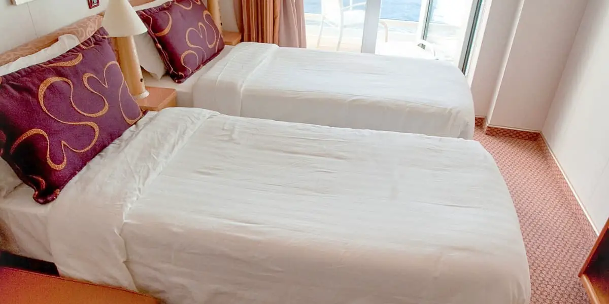 A balcony stateroom on a cruise ship